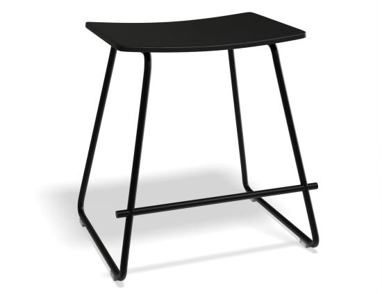 Hudson Low Stool Black Frame Black Oak Seat