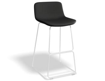 Umbria Storm Grey Fabric Bar Stool White Frame 