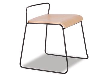 Krafter Wooden Low Stool Matt Black Frame 