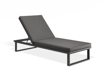 Serra Sun Lounge Matt Charcoal Aluminium with Granite Grey Cushion