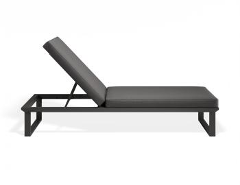 Serra Sun Lounge Matt Charcoal Aluminium with Granite Grey Cushion