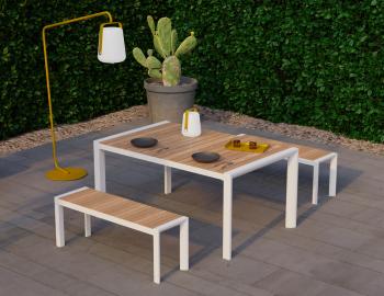 Vydel Outdoor Solid Teak Bench Seat 120cm Matt White