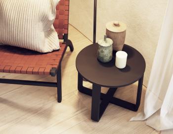 Eddy Round Side Table Black Timber 