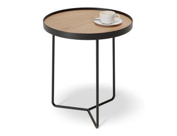 Alora Round Side Table Natural European Oak Top Black Legs
