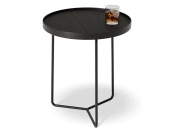 Alora Round Side Table Black American Ash Top Black Legs