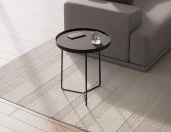 Alora Round Side Table Black American Ash Top Black Legs