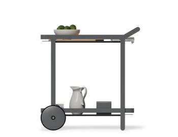 Imola Outdoor Teak Bar Cart Drinks Trolley Matt Charcoal