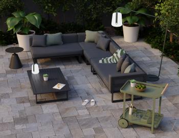 Vivara D Corner Modular Sofa Section Matt Charcoal Aluminium with Cushion