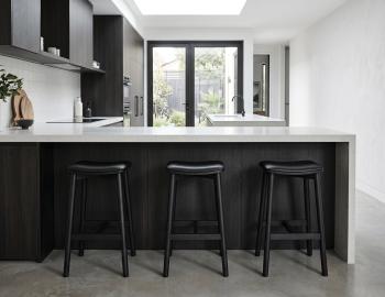 Andi Black Wooden Bar Stool Backless Upholstered Seat 