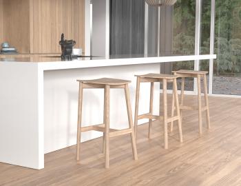 Andi Wooden Bar Stool Backless Natural