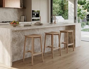 Andi Wooden Bar Stool Backless Natural