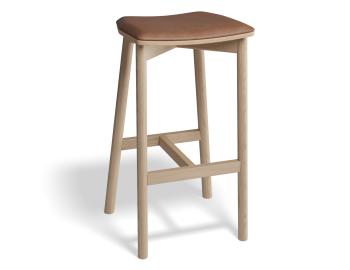 Andi Wooden Bar Stool Backless Natural Upholstered Seat