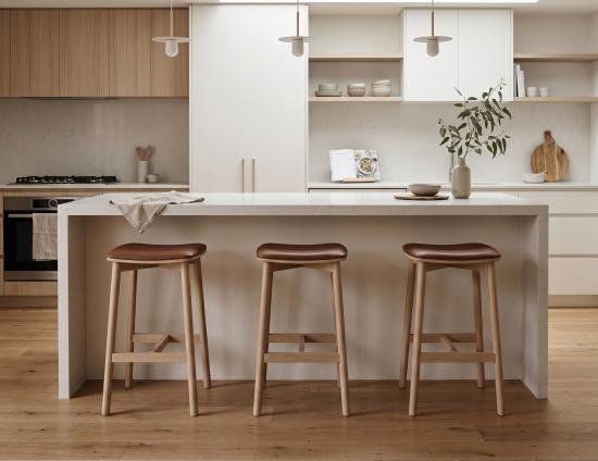 Wooden Kitchen Stools In House