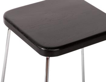 Hugo Low Stool Chrome Frame Black American Ash Seat