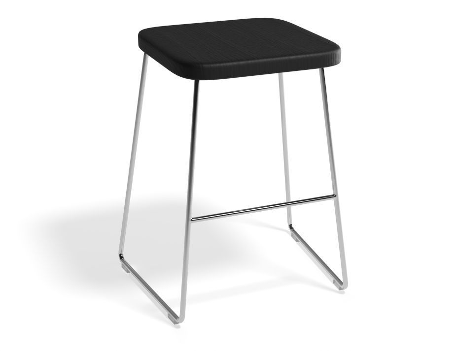 HUGO Lowstool 46cm Chromeframe Blackwood Squareseat