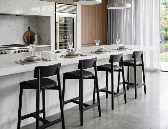 Black Bar Stool White Kitchen