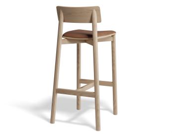 Andi Wooden Bar Stool Natural Upholstered Seat