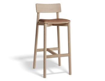 Andi Wooden Bar Stool Natural Upholstered Seat