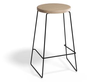 Hugo Bar Stool Black Frame Natural American Ash Seat