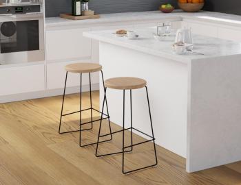 Hugo Bar Stool Black Frame Natural American Ash Seat