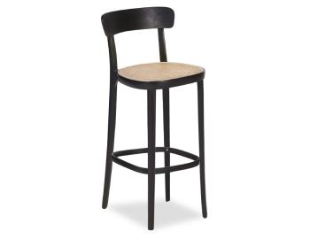 Liana Cane Bar Stool Black Beech Wood Frame
