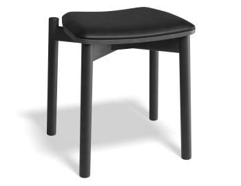 Andi Black Wooden Low Stool Upholstered Seat 