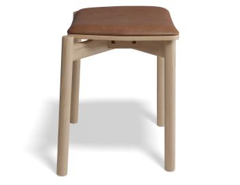Andi Wooden Low Stool Natural Upholstered Seat