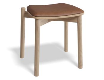 Andi Wooden Low Stool Natural Upholstered Seat