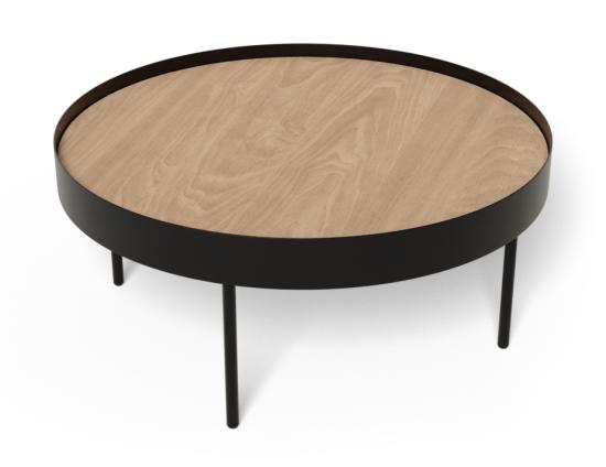 Tao Round Coffee Table - Natural Ash Tabletop - Black Base 