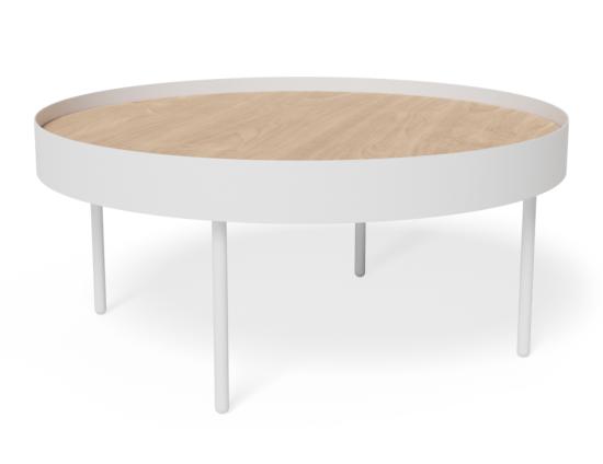 Tao Round Coffee Table - Natural Ash Tabletop - White Base