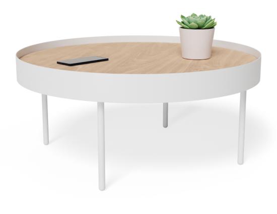 Tao Round Coffee Table - Natural Ash Tabletop - White Base