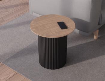 Mimi Round Side Table Natural Ash Tabletop Black Base