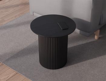 Mimi Round Side Table Black Stained Ash Tabletop Black Base