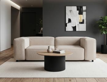 Mimi Round Coffee Table - Natural Ash Tabletop - Black Base