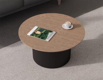 Mimi Round Coffee Table - Natural Ash Tabletop - Black Base