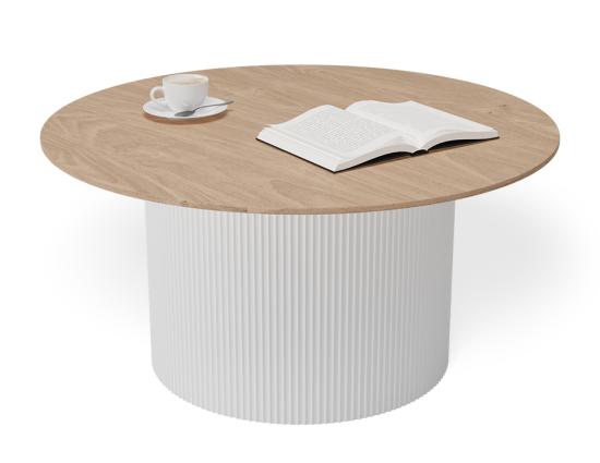 Mimi Coffee Table - Natural Ash Tabletop - White Base 