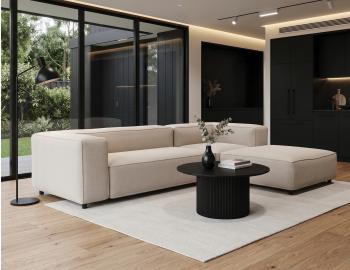 Mimi Round Coffee Table - Black Stained Ash Tabletop - Black Base