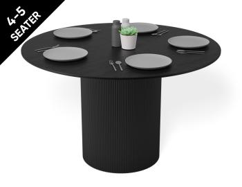 Mimi Small Round Dining Table 120cm Black Stained Ash Tabletop - Black Base