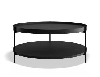 Layer Round Coffee Table - Black Stained Ash - Black Legs