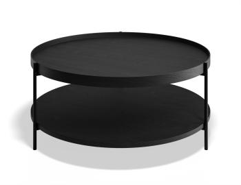 Layer Round Coffee Table - Black Stained Ash - Black Legs