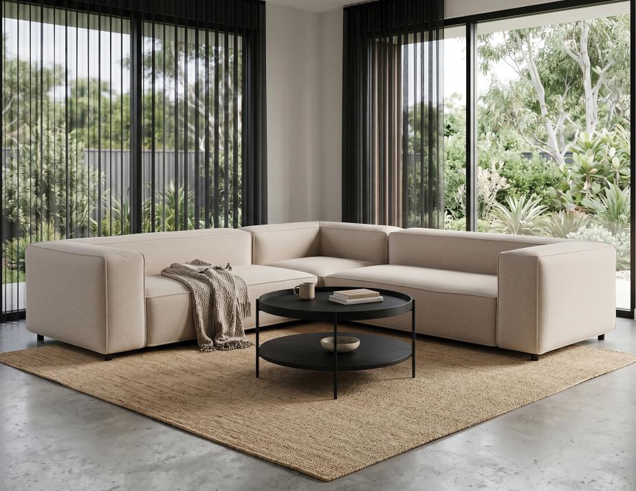 Nolia Corner Sofa Layer Black Coffee Table
