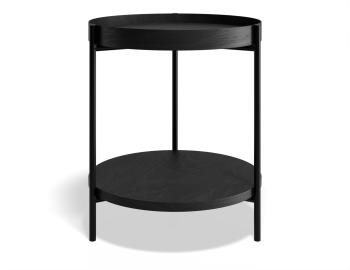 Layer Round Side Table Black Stained Ash Black Legs