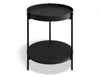 Layer Round Side Table Black Stained Ash Black Legs