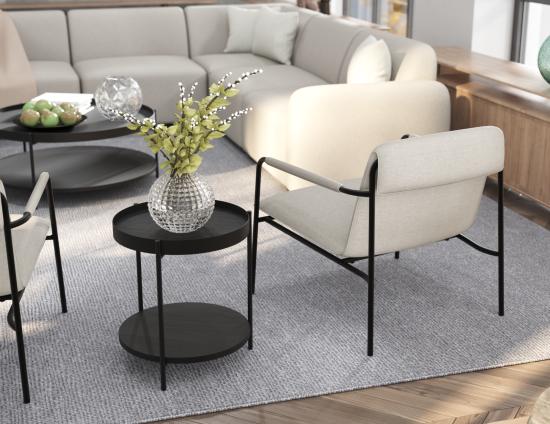 L 2 Layer Sidetable Black
