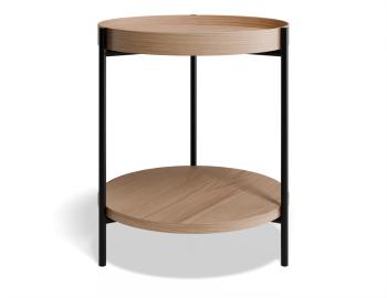 Layer Round Side Table Natural Ash Black Legs