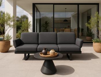 Delmar Config A - Outdoor Modular Sofa - Charcoal - Granite Grey Cushions