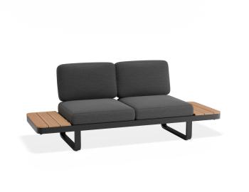 Delmar Config B - Outdoor Modular Sofa - Charcoal - Granite Grey Cushions