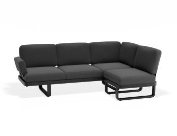 Delmar Config C - Outdoor Modular Sofa - Charcoal - Granite Grey Cushions