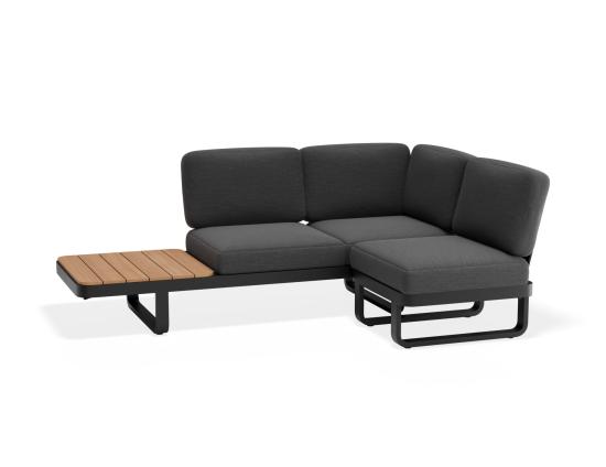 Delmar Config D - Outdoor Modular Sofa - Charcoal - Granite Grey Cushions