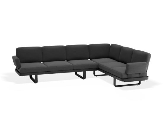 Delmar Config E - Outdoor Modular Sofa - Charcoal - Granite Grey Cushions